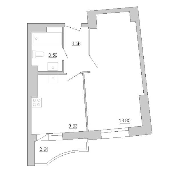 Однокомнатная квартира в : площадь 36.08 м2 , этаж: 18 – купить в Санкт-Петербурге